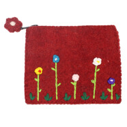 Filz B&ouml;rse mit Blumen-Stickerei