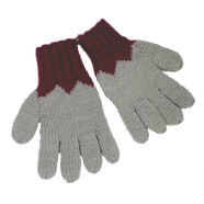 Handgestrickt: Fingerhandschuhe pink/grau