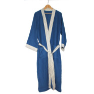 Bademantel Waffelstoff blau