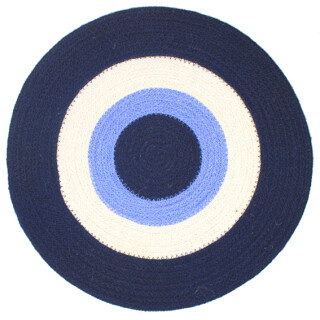 Feste Matte aus Jute-Schn&uuml;ren blau/wei&szlig; &Oslash; 35 cm