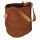 Restposten: Jute-Tasche braun offen mit Leder-Henkel