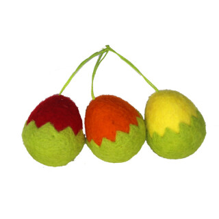 3er-Set Filzh&auml;nger Eier gelb/orange/rot