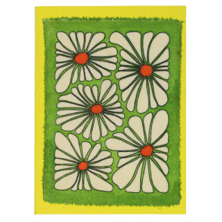 Batikkarte Blumen gr&uuml;n-gelb