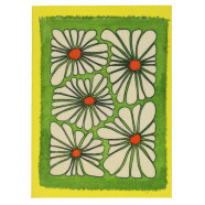 Batikkarte Blumen gr&uuml;n-gelb