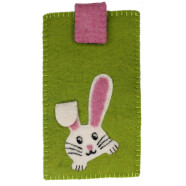 Filz Smartphone-H&uuml;lle gr&uuml;n mit Hase