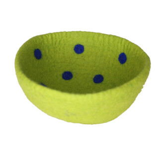 Filz Deko-Schale 19cm gr&uuml;n mit Punkten