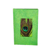 Notizbuch Pfauenfeder klein gr&uuml;n