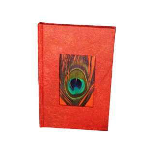 Notizbuch Pfauenfeder klein rot
