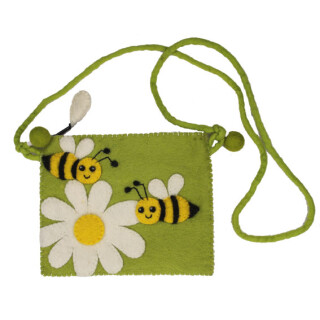 Filz Kindertasche Biene gr&uuml;n