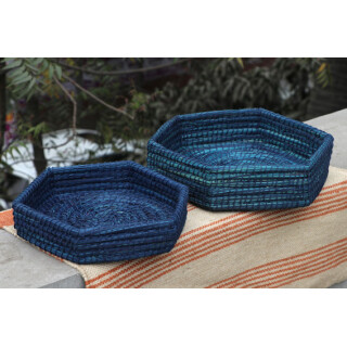 Kaisa-Gras 2er Set Dekok&ouml;rbe sechseckig blau
