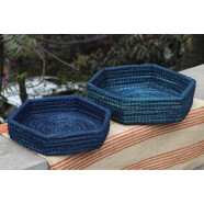 Kaisa-Gras 2er Set Dekok&ouml;rbe sechseckig blau