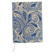 Notizbuch gro&szlig; mit Ornamentdruck wei&szlig;/blau