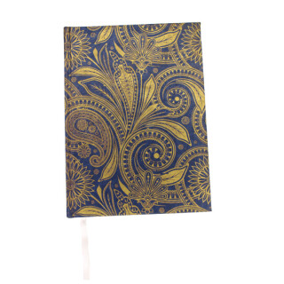 Notizbuch gro&szlig; mit Ornamentdruck blau/gold