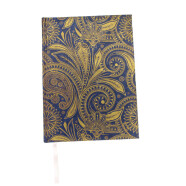 Notizbuch gro&szlig; mit Ornamentdruck blau/gold