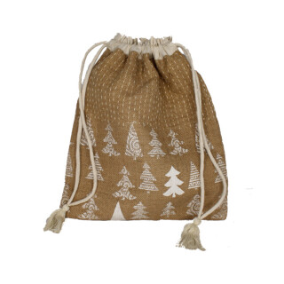Jute Zugbeutel mit Baum-Druck gro&szlig;
