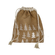 Jute Zugbeutel mit Baum-Druck gro&szlig;