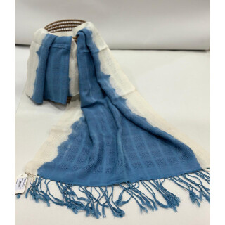 Baumwollschal mit Batik blau