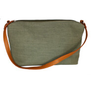 Canvas mit Lederbesatz - Handtasche klein oliv