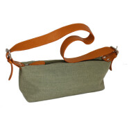 Canvas mit Lederbesatz - Mini-Handtasche oliv