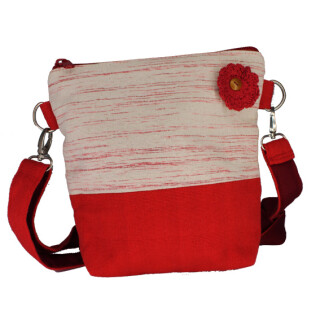 Handtasche rot mit H&auml;kelbl&uuml;te