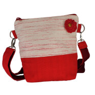 Handtasche rot mit H&auml;kelbl&uuml;te
