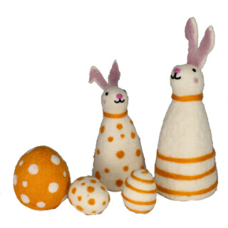Filz Deko-Set Hasen und Eier orange