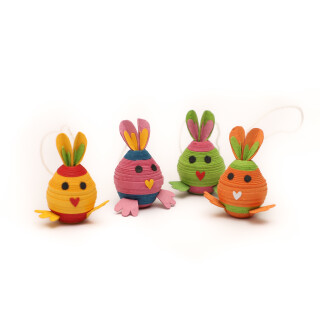 4er-Set Papierh&auml;nger Osterhasen bunt