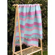 Strand- oder Sauna-Tuch pink/t&uuml;rkis