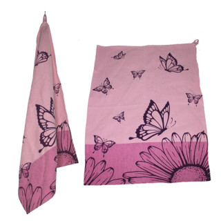 Geschirrt&uuml;cher 2er-Set Schmetterling rosa/pink