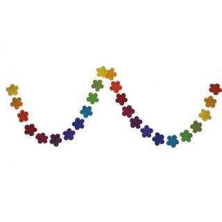 Filz Bl&uuml;ten-Girlande Regenbogen