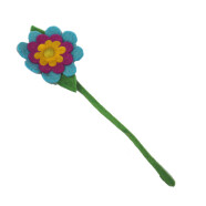 Filz Blume 3lagig t&uuml;rkis/rosa/gelb