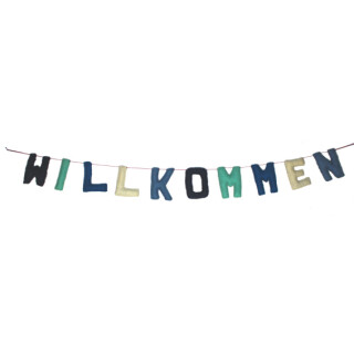 Filz Girlande WILLKOMMEN Blaut&ouml;ne