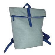 Canvas mit Lederbesatz - Rucksack grau/blau