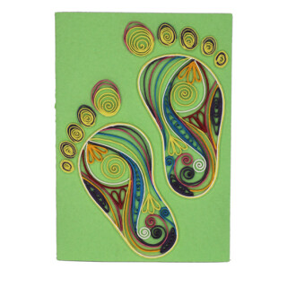 3D-Gru&szlig;karte Quilling-Technik Barfu&szlig;-Abdruck