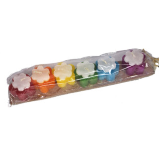 Mini-Kerzen 6er Set Bl&uuml;mchen regenbogen