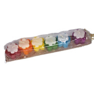 Mini-Kerzen 6er Set Bl&uuml;mchen regenbogen