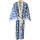 Morgenmantel mit Druck Blattmuster blau
