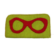 Filz Brillenetui Brille gr&uuml;n