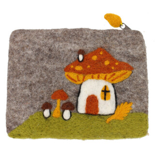 Filz T&auml;schchen Pilzhaus 22*17cm