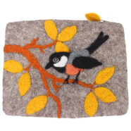 Filz T&auml;schchen Vogel auf Ast 22*17cm