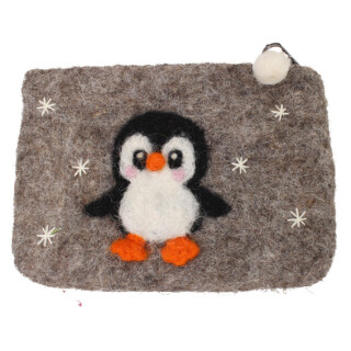Filz B&ouml;rse Pinguin grau