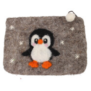 Filz B&ouml;rse Pinguin grau