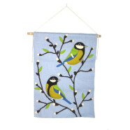 Filz Wandbehang V&ouml;gel auf Hellblau