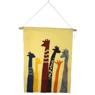 Filz Wandbehang Giraffen auf Hellgelb
