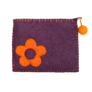 Filz B&ouml;rse Blume braun/orange
