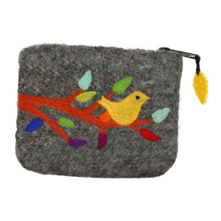 Filz B&ouml;rse Vogel im Baum