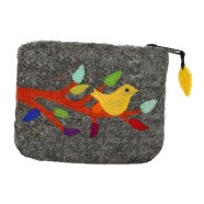 Filz B&ouml;rse Vogel im Baum