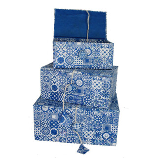 Papier Geschenkdosen 3er-Set blau