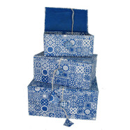 Papier Geschenkdosen 3er-Set blau