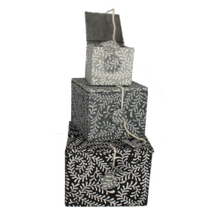 Papier Geschenkdosen 3er-Set grau